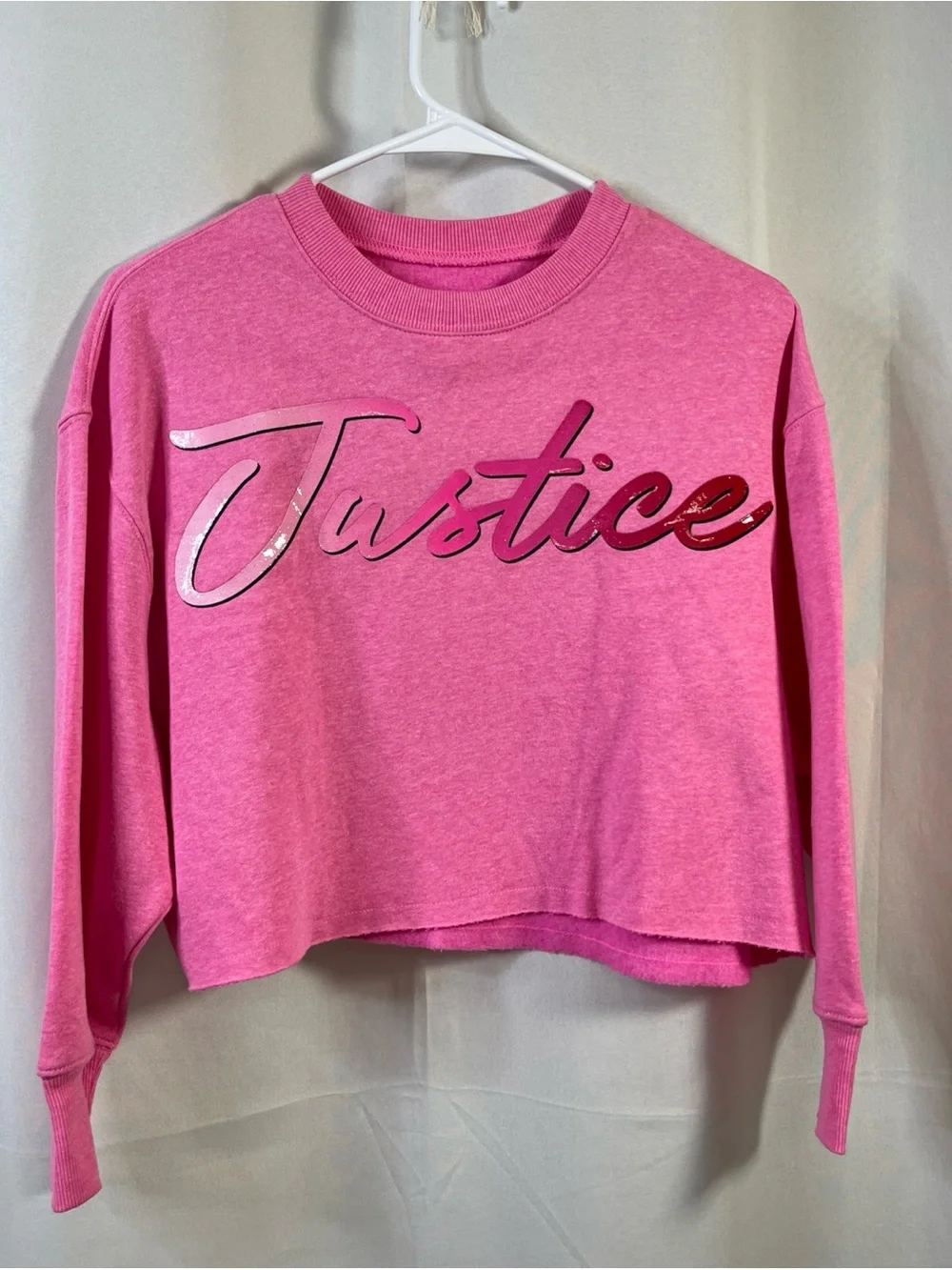 Justice Girls Cropped Sweatshirt Pink Size Small (7/8)
